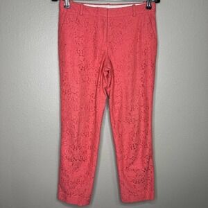 J. Crew Cafe Capri Women's Pink Embroidered Floral Lace Low Rise Skinny Pants
